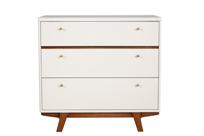 36" Brown And White Solid Wood Three Drawer Dresser HomeRoots