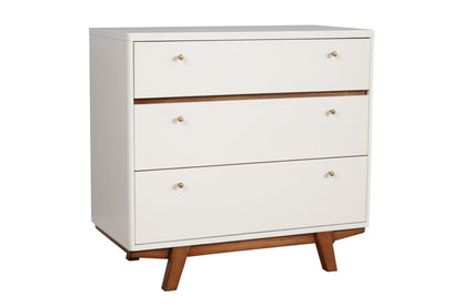 36" Brown And White Solid Wood Three Drawer Dresser HomeRoots