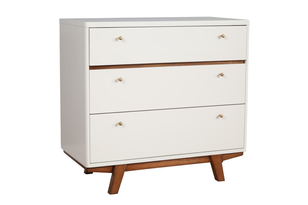 36" Brown And White Solid Wood Three Drawer Dresser HomeRoots