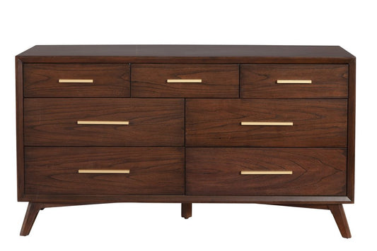 28" Walnut Solid Wood Five Drawer Chest HomeRoots