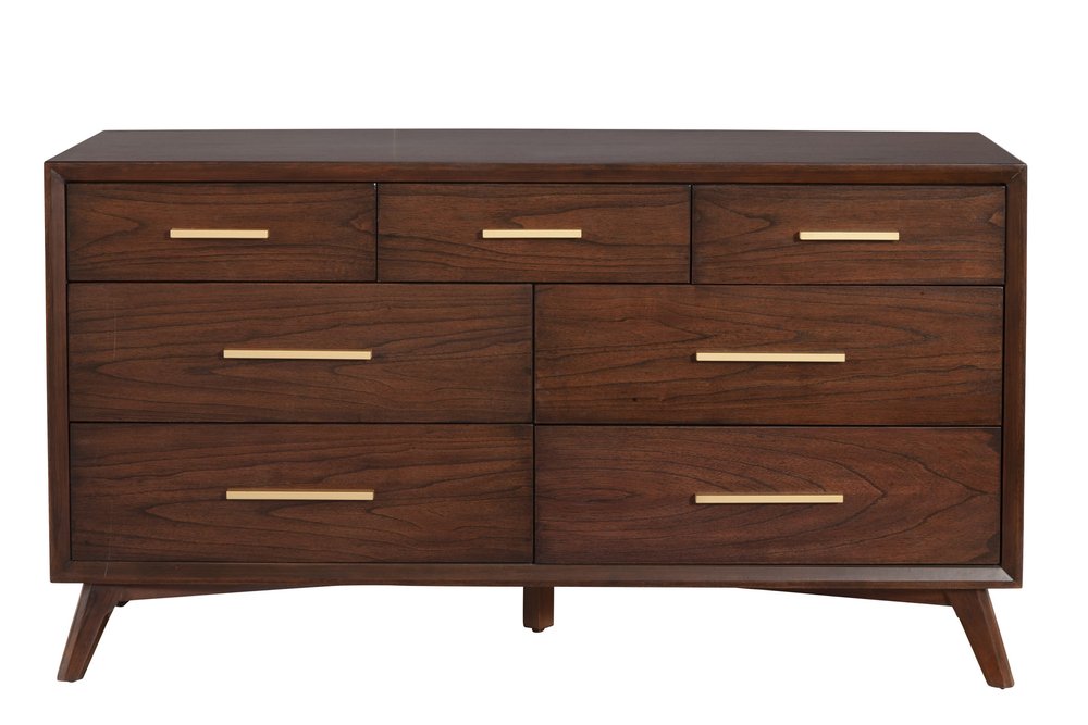 28" Walnut Solid Wood Five Drawer Chest HomeRoots