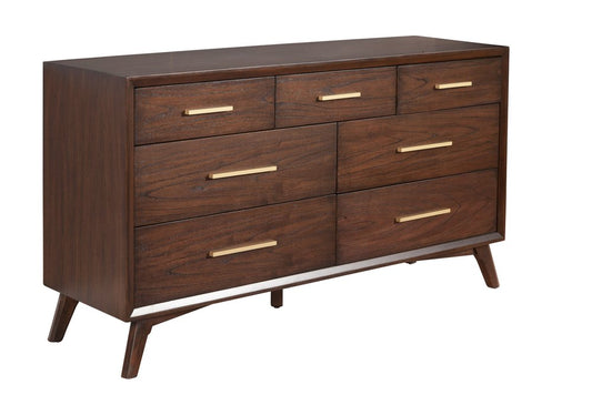 28" Walnut Solid Wood Five Drawer Chest HomeRoots
