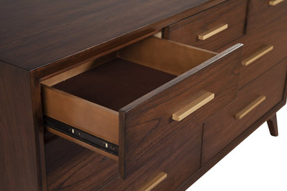 60" Walnut Solid Wood Seven Drawer Double Dresser HomeRoots