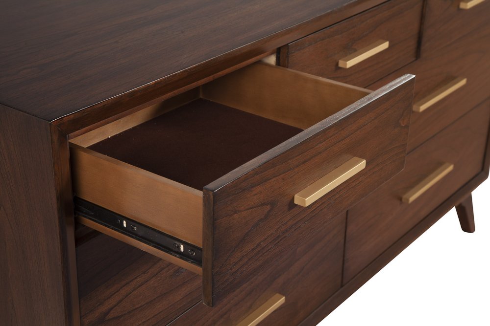 28" Walnut Solid Wood Five Drawer Chest HomeRoots