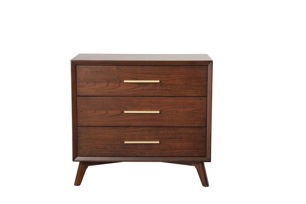 36" Brown Solid Wood Three Drawer Dresser — view 1