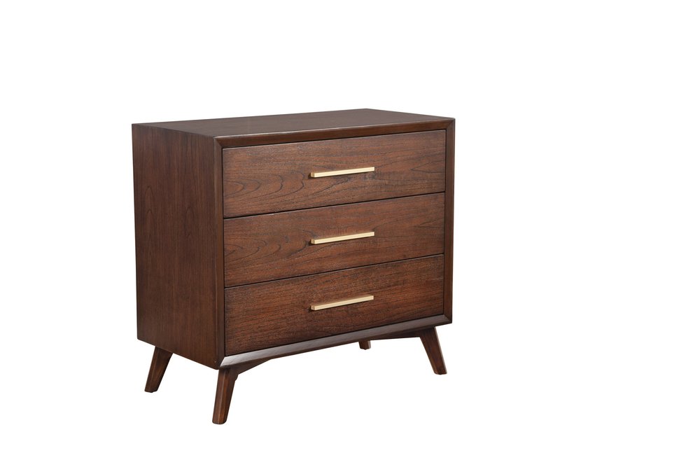 36" Brown Solid Wood Three Drawer Dresser — view 2