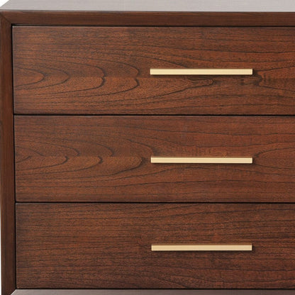 36" Brown Solid Wood Three Drawer Dresser