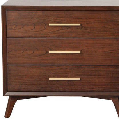 36" Brown Solid Wood Three Drawer Dresser HomeRoots