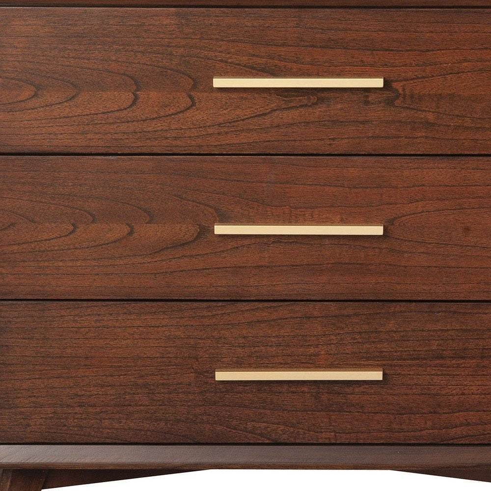 36" Brown Solid Wood Three Drawer Dresser — view 6