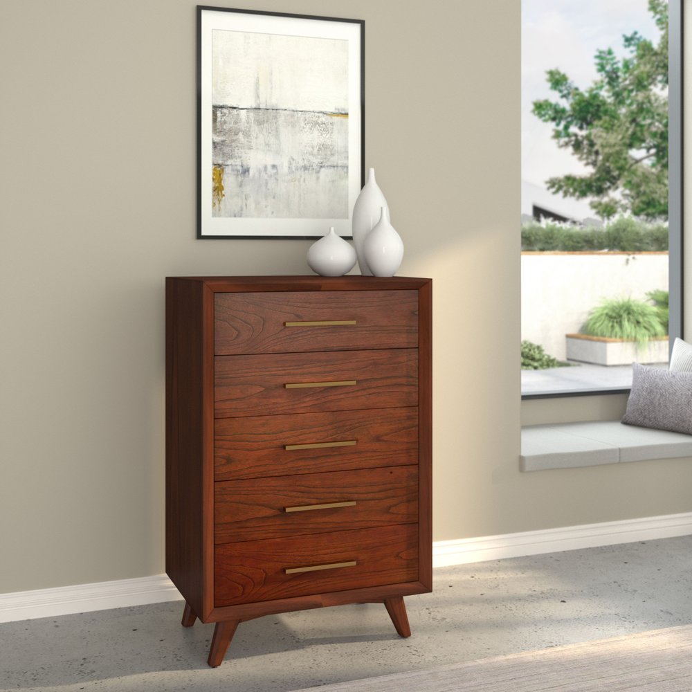 60" Walnut Solid Wood Seven Drawer Double Dresser HomeRoots