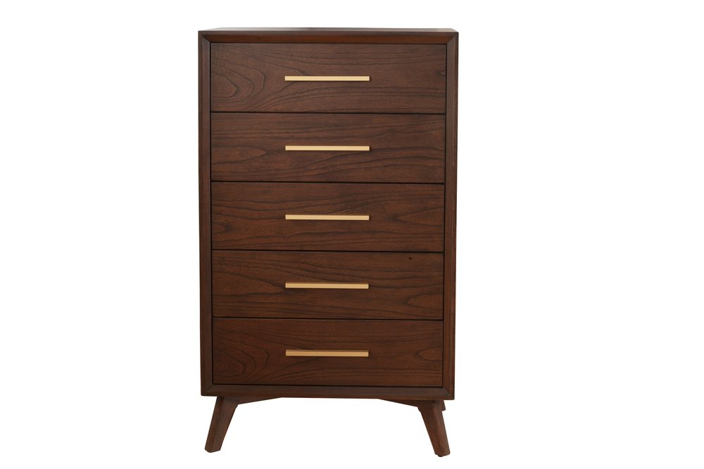 28" Walnut Solid Wood Five Drawer Chest — view 8