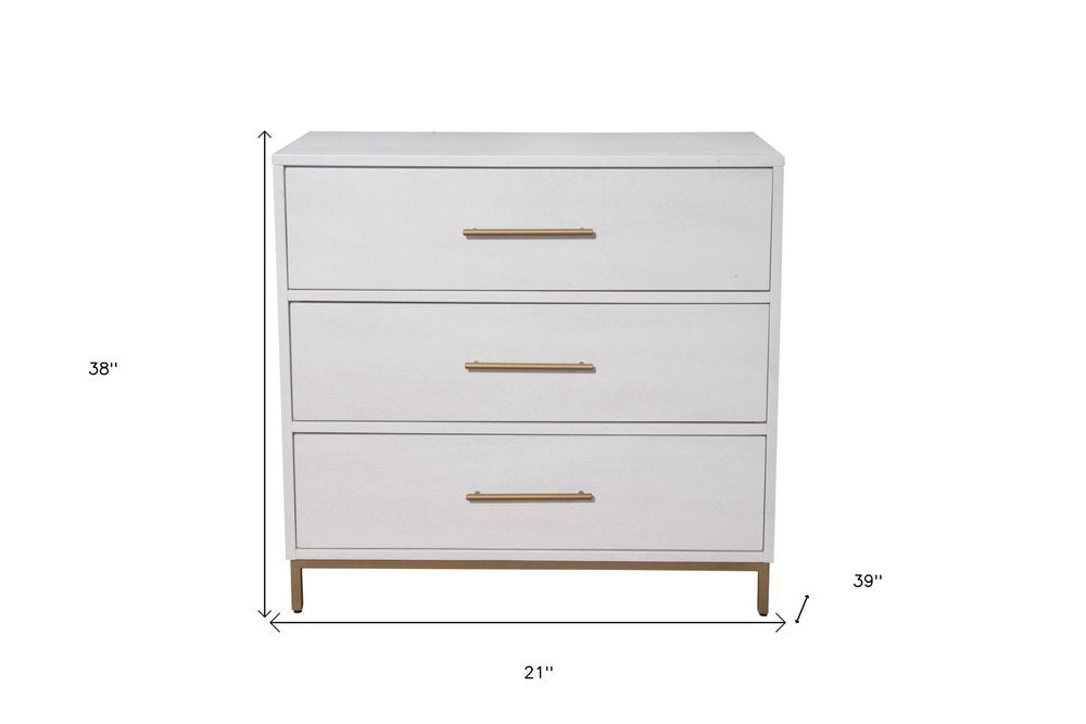 36" White Solid Wood Three Drawer Chest HomeRoots