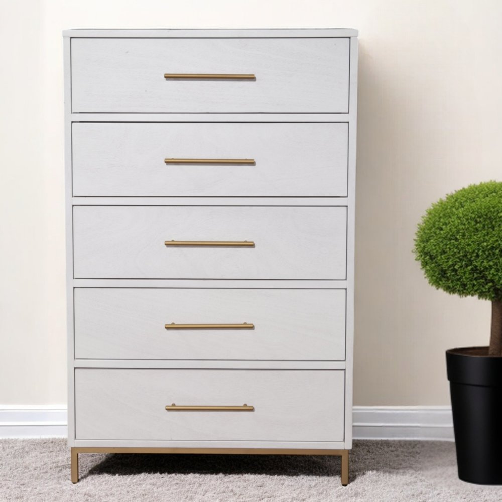 36" White Solid Wood Three Drawer Chest HomeRoots