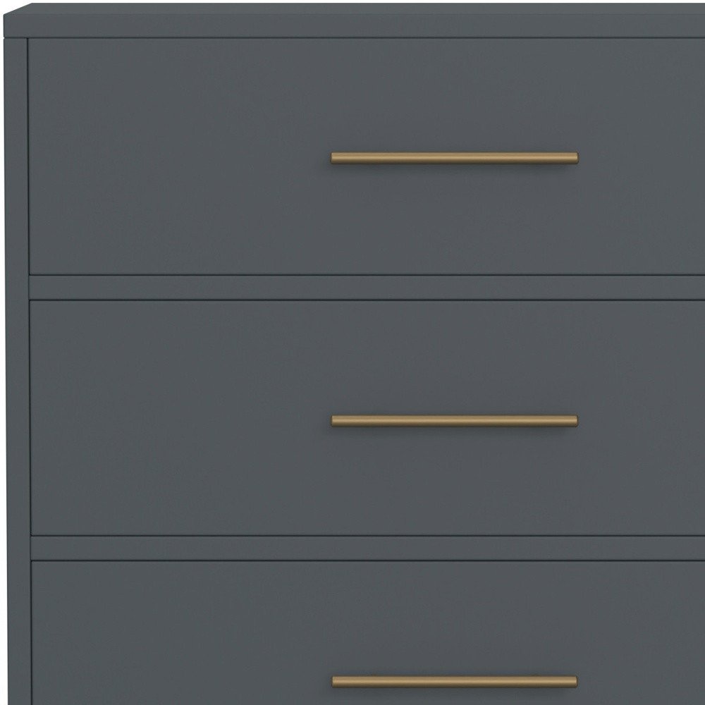 33" Gray Solid Wood Five Drawer Dresser HomeRoots