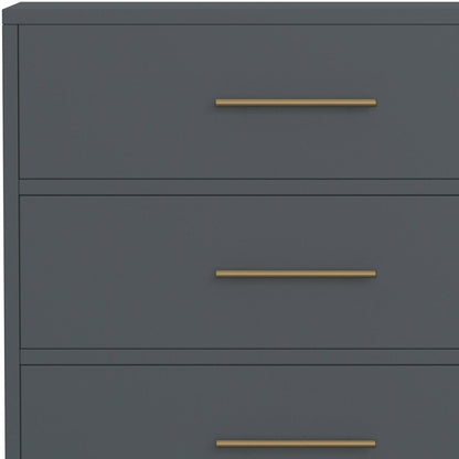 33" Gray Solid Wood Five Drawer Dresser HomeRoots