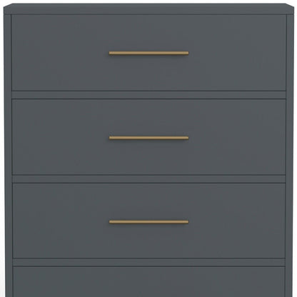 33" Gray Solid Wood Five Drawer Dresser HomeRoots