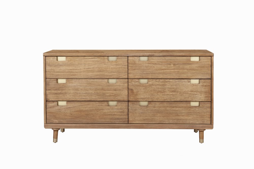 60" Brown Solid Wood Six Drawer Double Dresser HomeRoots