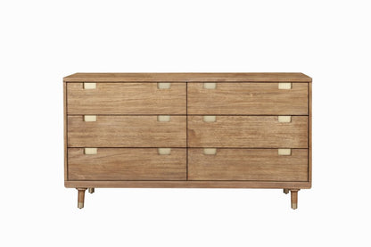 60" Brown Solid Wood Six Drawer Double Dresser HomeRoots