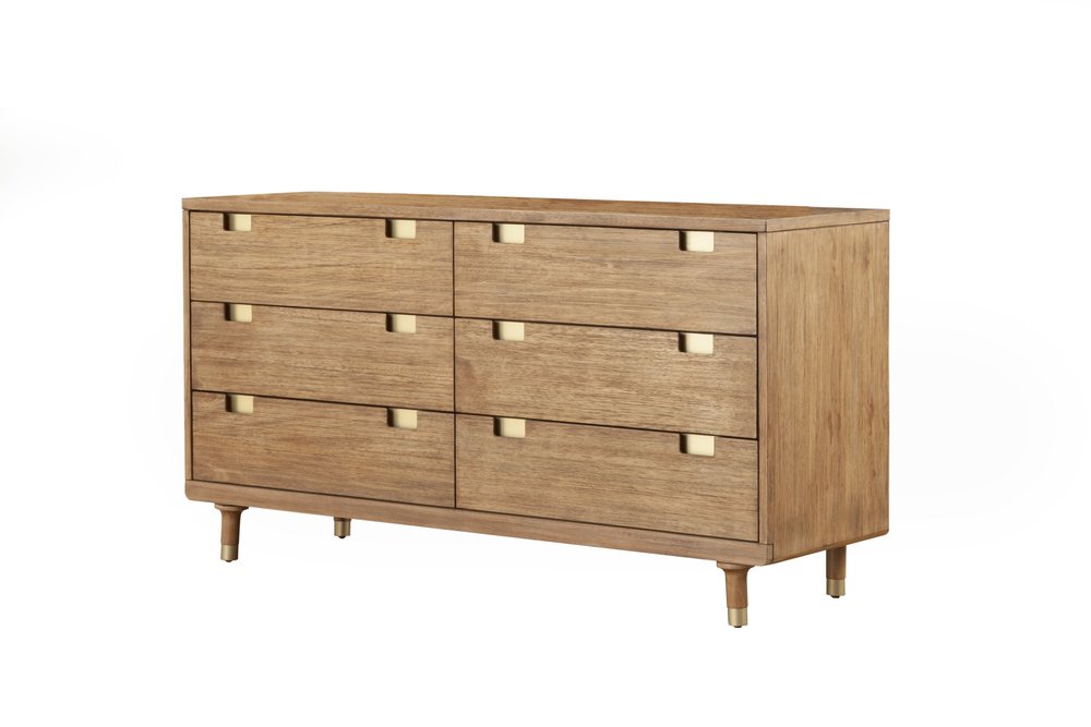 60" Brown Solid Wood Six Drawer Double Dresser HomeRoots