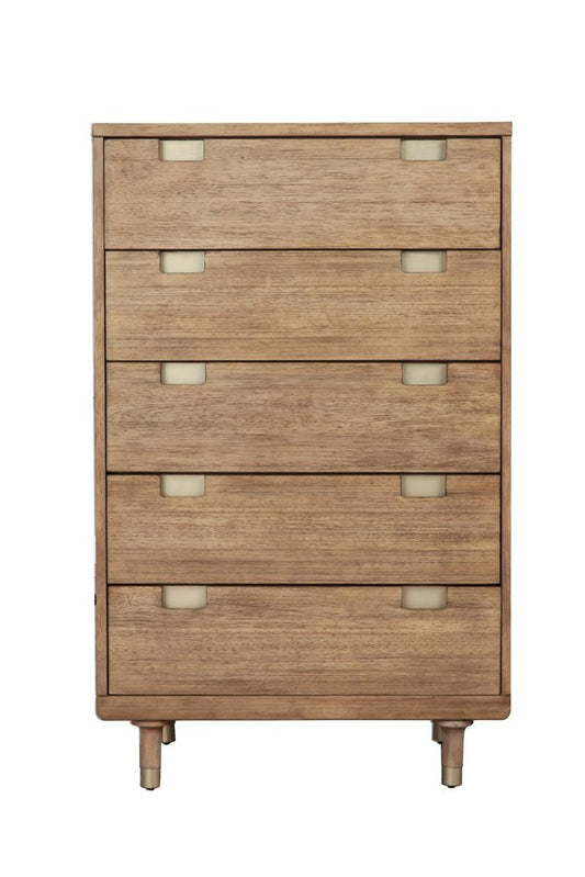 33" Brown Solid Wood Five Drawer Dresser HomeRoots