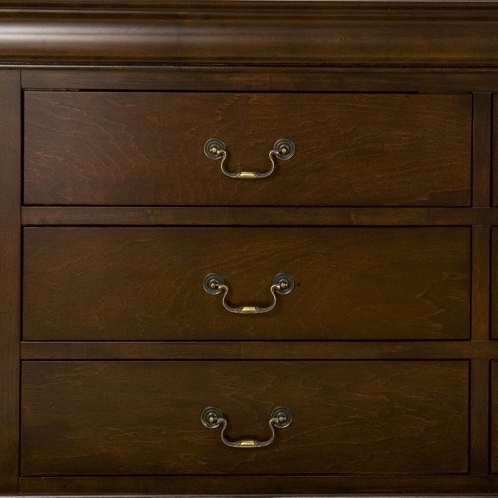 60" Brown Solid Wood Six Drawer Double Dresser — view 4