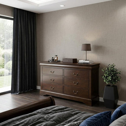 60" Brown Solid Wood Six Drawer Double Dresser HomeRoots