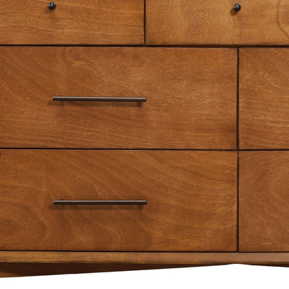 56" Brown Solid Wood Seven Drawer Double Dresser HomeRoots