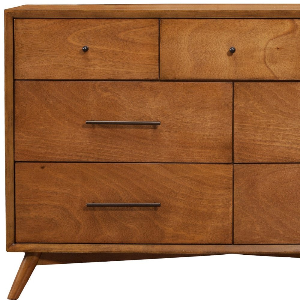 56" Brown Solid Wood Seven Drawer Double Dresser HomeRoots