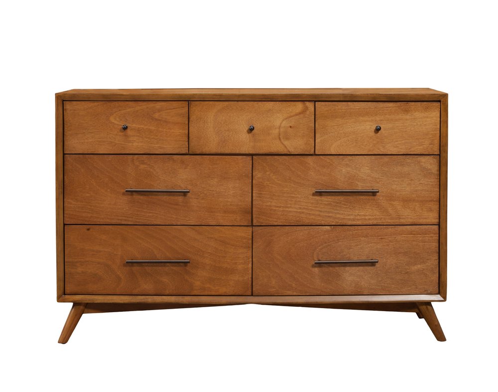56" Brown Solid Wood Seven Drawer Double Dresser HomeRoots