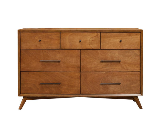 56" Brown Solid Wood Seven Drawer Double Dresser HomeRoots