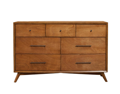 56" Brown Solid Wood Seven Drawer Double Dresser HomeRoots