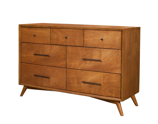 56" Brown Solid Wood Seven Drawer Double Dresser HomeRoots