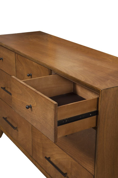 56" Brown Solid Wood Seven Drawer Double Dresser HomeRoots