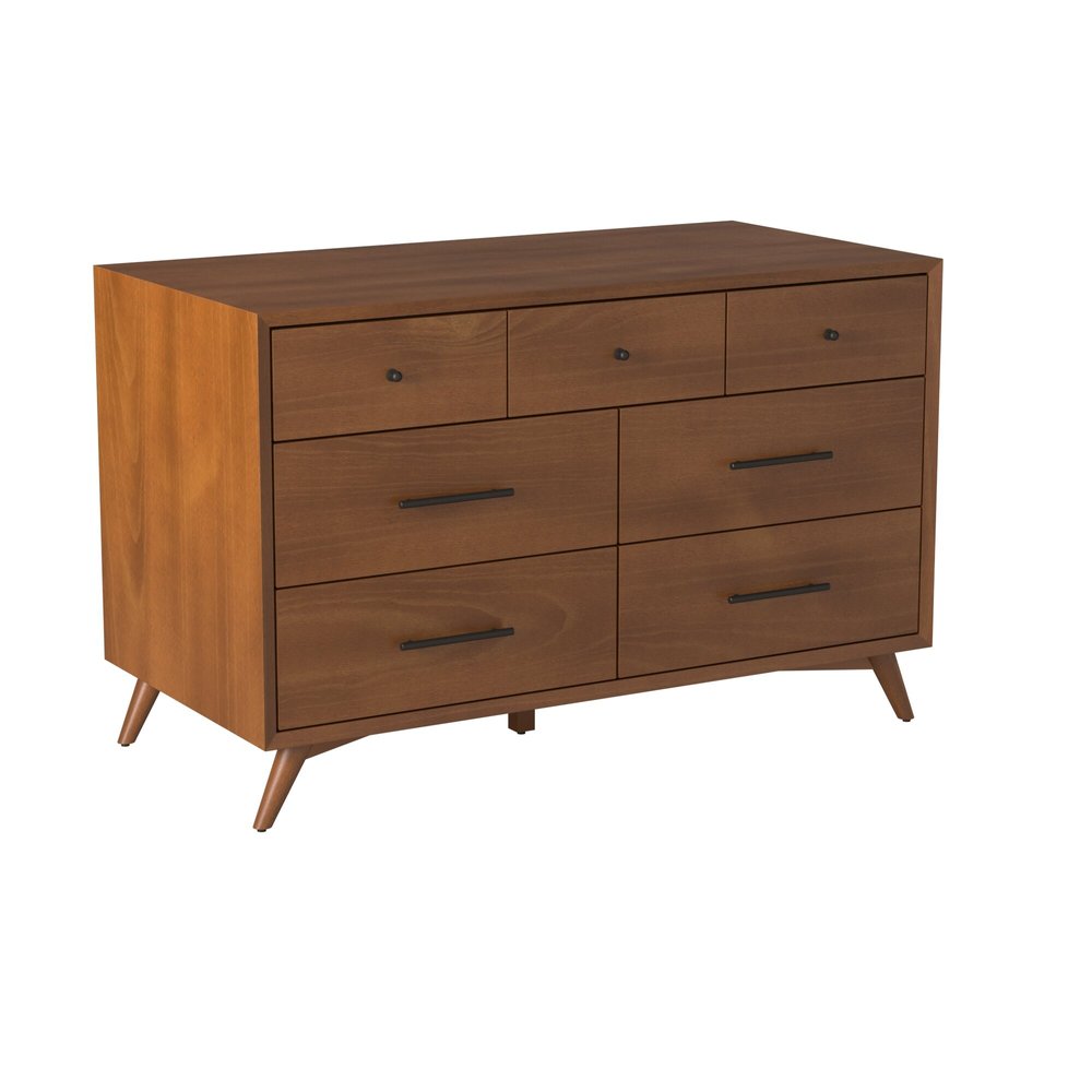 56" Brown Solid Wood Seven Drawer Double Dresser HomeRoots