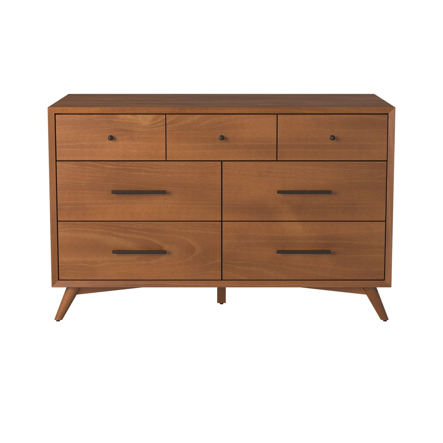 56" Brown Solid Wood Seven Drawer Double Dresser