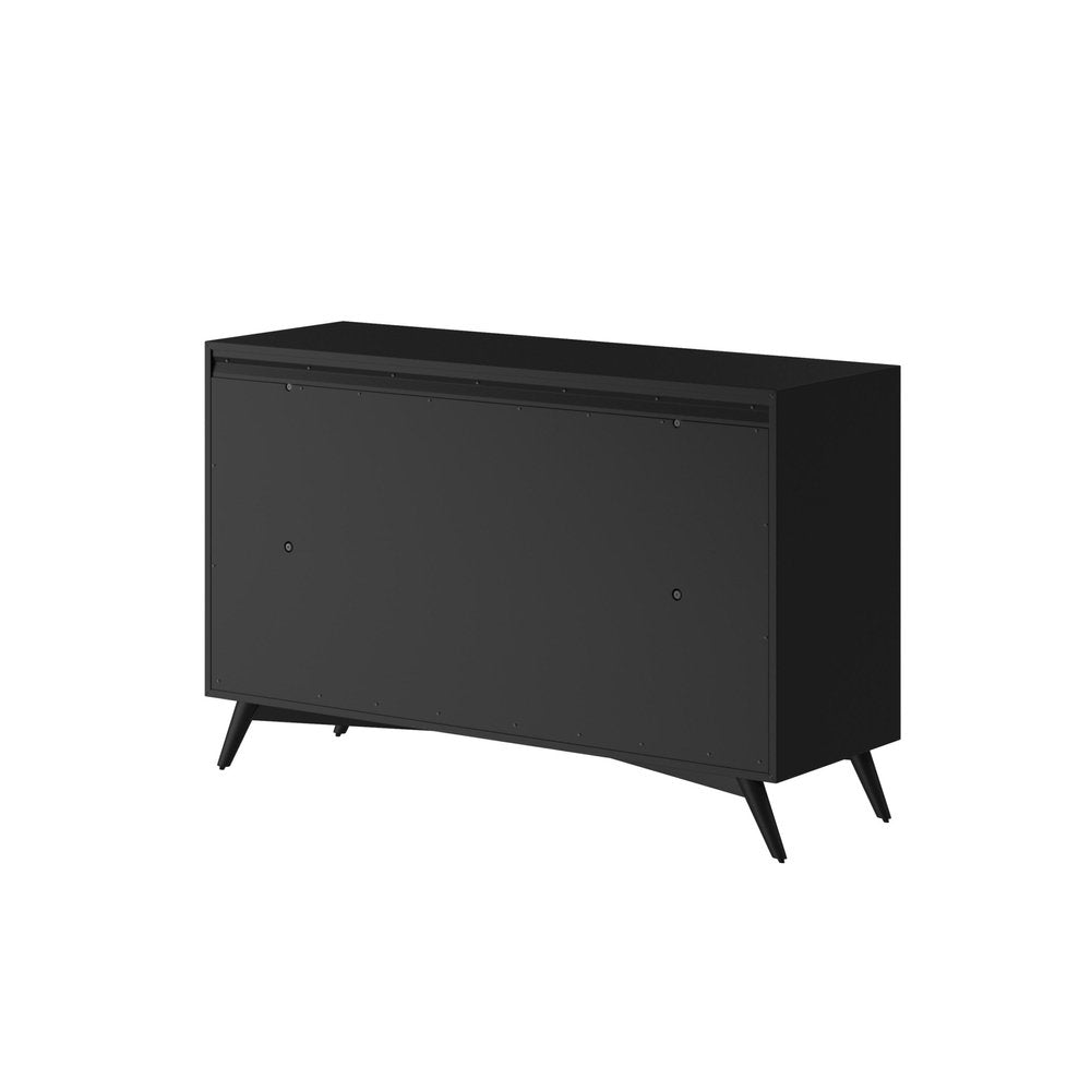 56" Black Solid Wood Seven Drawer Double Dresser — view 6