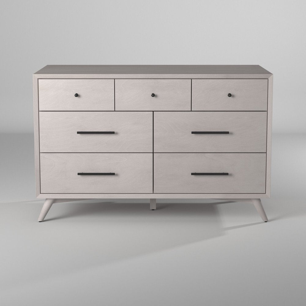 56" Gray Solid Wood Seven Drawer Double Dresser HomeRoots