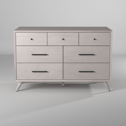 56" Gray Solid Wood Seven Drawer Double Dresser HomeRoots