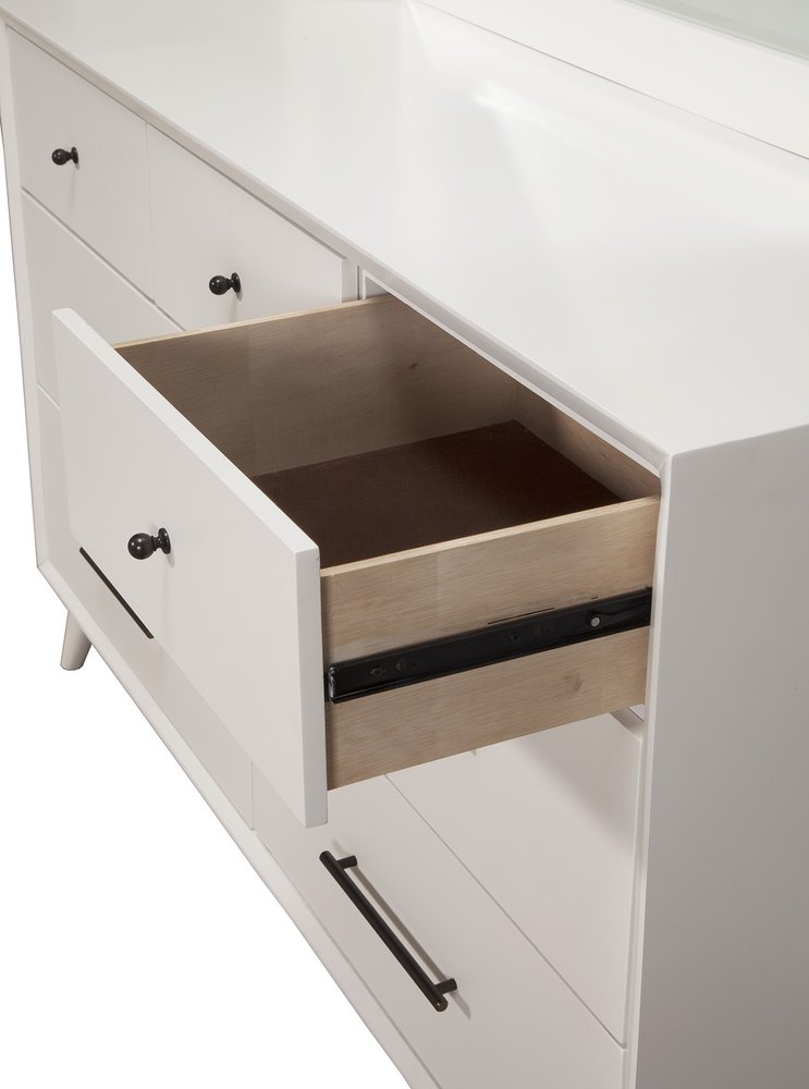 56" White Solid Wood Seven Drawer Double Dresser — view 1