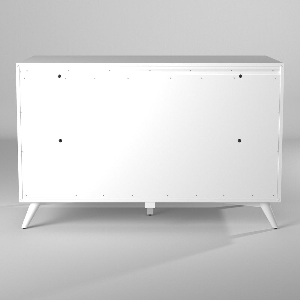56" White Solid Wood Seven Drawer Double Dresser — view 3
