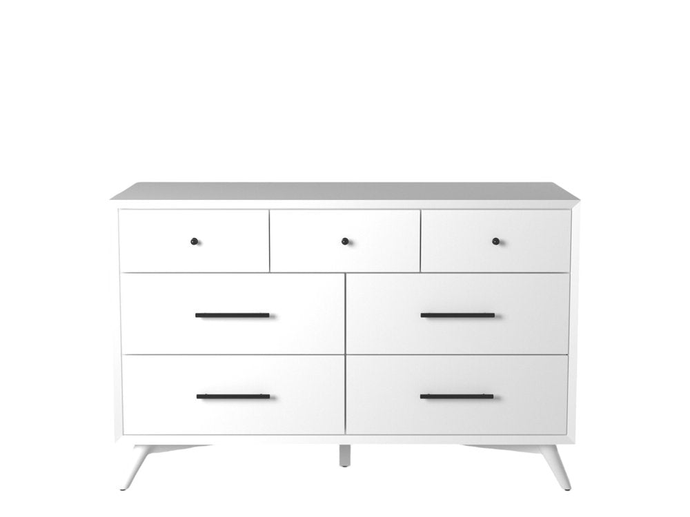 56" White Solid Wood Seven Drawer Double Dresser — view 7