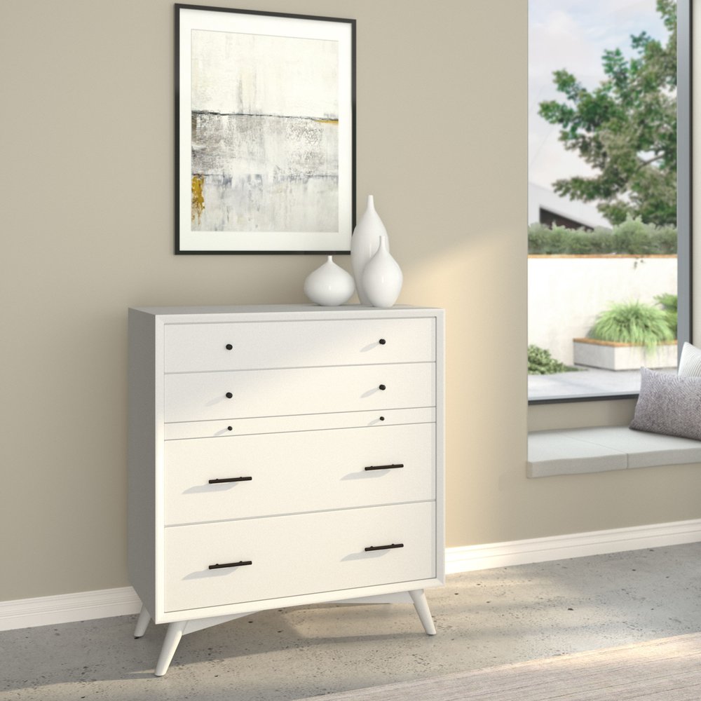 56" White Solid Wood Seven Drawer Double Dresser