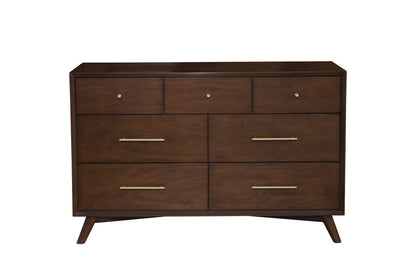 60" Walnut Solid Wood Seven Drawer Double Dresser HomeRoots