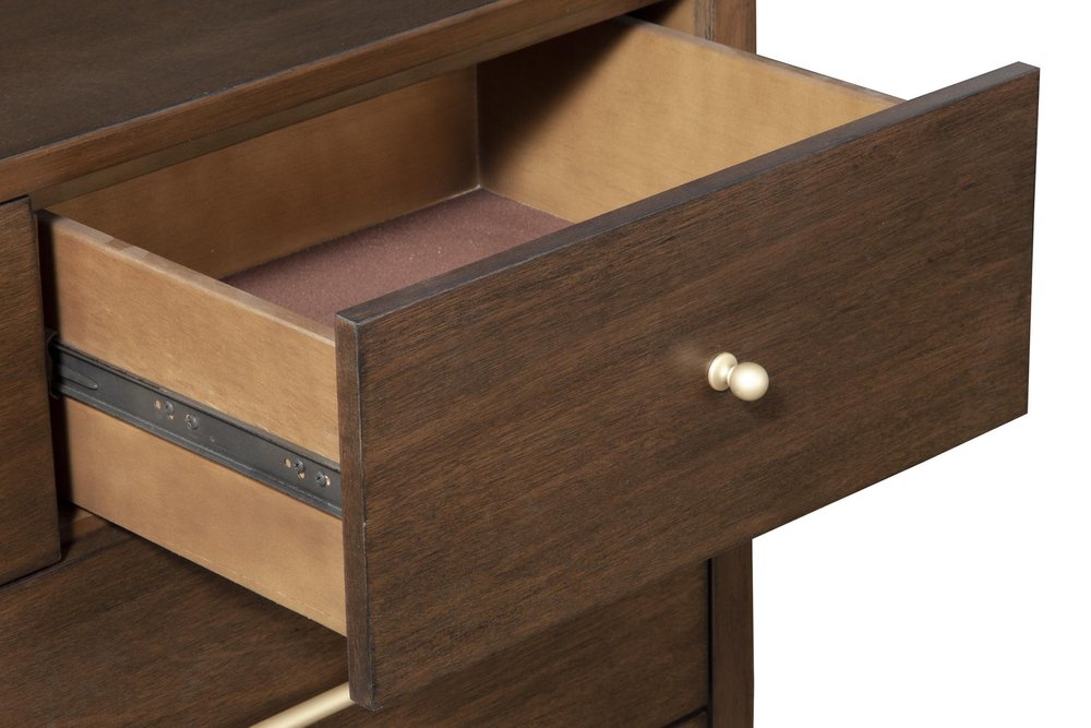60" Walnut Solid Wood Seven Drawer Double Dresser HomeRoots