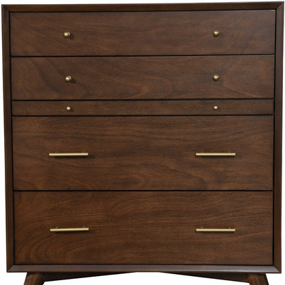 38" Mahogany Solid Wood Four Drawer Dresser HomeRoots