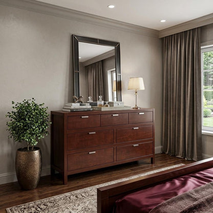 36" Brown Solid Wood Six Drawer Chest HomeRoots
