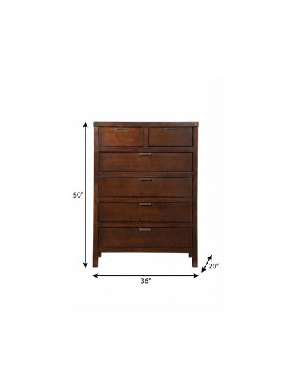 36" Brown Solid Wood Six Drawer Chest HomeRoots