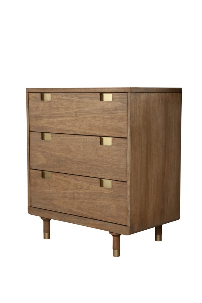 33" Brown Solid Wood Three Drawer Dresser — view 2