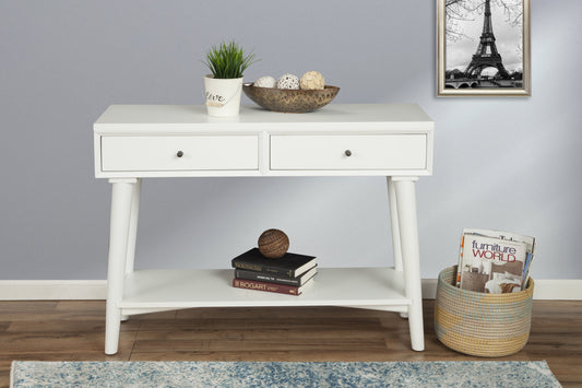 42" White Solid and Manufactured Wood Floor Shelf Console Table With Storage With Storage - FurniFindUSA