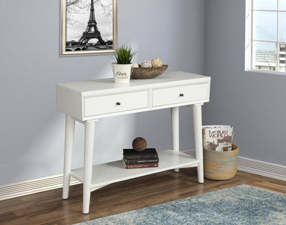 42" White Solid Wood Console Table With Shelves And Drawers HomeRoots